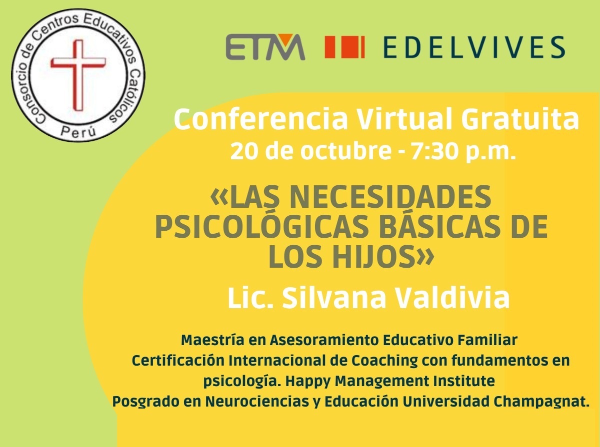Conferencia virtual 20.10.21: Las necesidad psicológicas básicas de los hijos